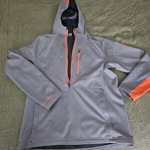 UA Gray and Orange Hooded Pullover